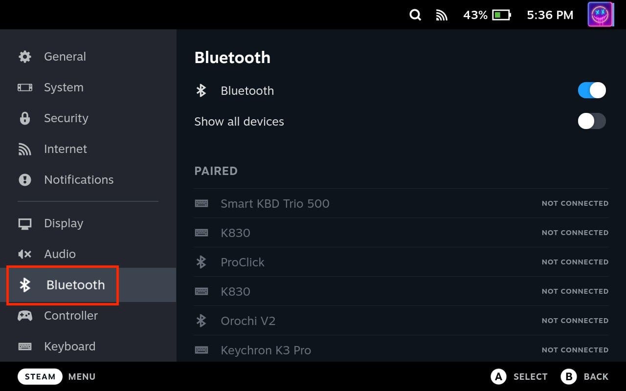 Bluetooth fejhallgató párosítása a Steam Deck készülékkel - 1
