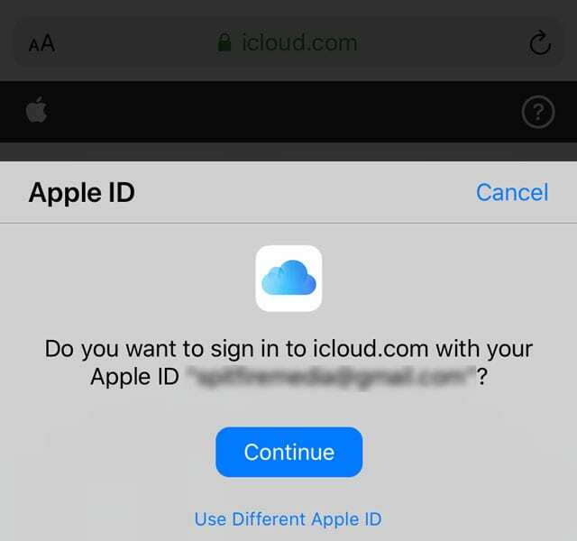 iCloud.com na iPhone a iPad sa prihláste pomocou Apple ID alebo iného Apple ID 