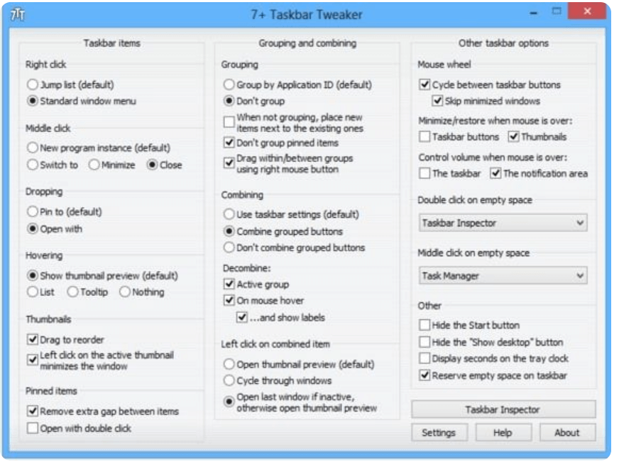 7+ Taskleisten-Optimierer