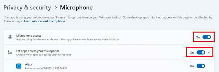 Windows 11'de mikrofon erişim seçeneği