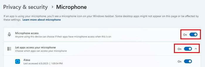 विंडोज 11 में माइक्रोफोन एक्सेस विकल्प