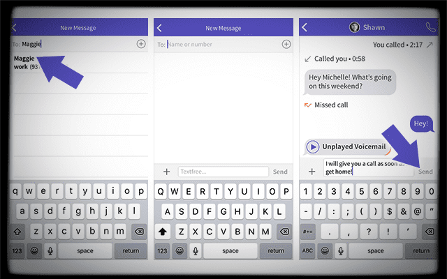 음성 튜토리얼이 포함된 핑거 텍스트프리(Pinger Textfree)에서 iPhone 및 iPod touch를 위한 무료 통화 및 문자 메시지