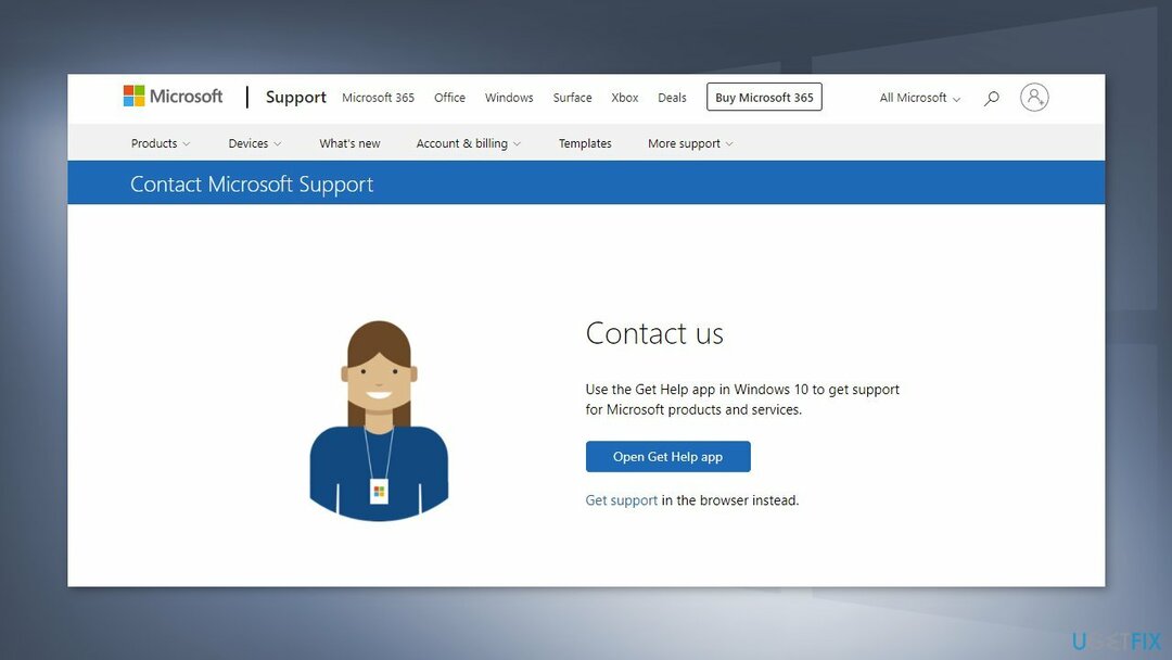 Póngase en contacto con el soporte técnico de Microsoft