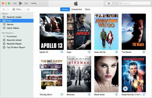 Фильмы iTunes приобретены, но не загружены из магазина