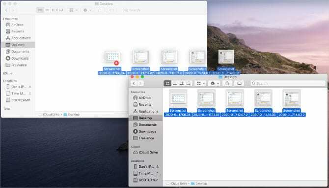 Menyalin file dari iCloud Drive ke folder Desktop lokal