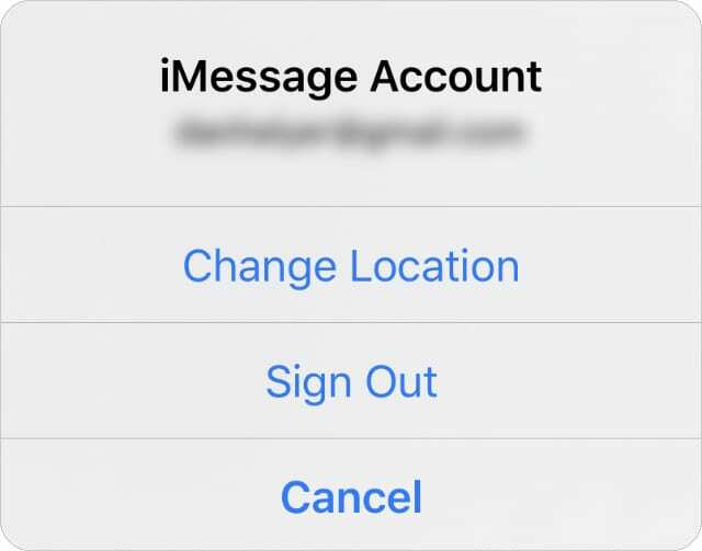 Botón Cerrar sesión de iMessage