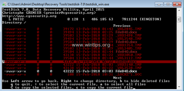 testdisk استعادة الملفات المحذوفة