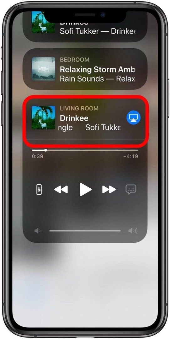 tocca l'icona airplay nell'app