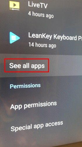 Опция «Просмотреть все приложения» на Android TV