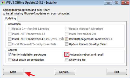 Installationsprogram for WSUS Offline Update