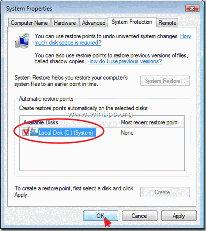Защита за възстановяване на системата Windows Vista