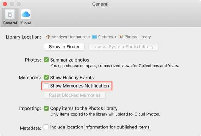 A Memories Notifications letiltása Mac rendszeren