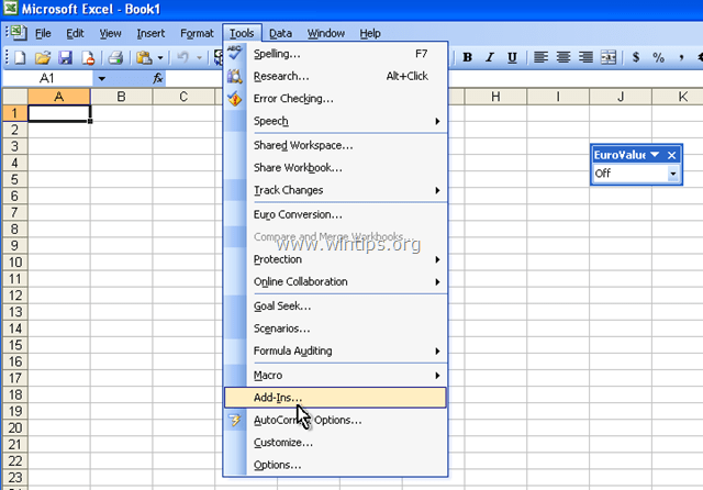 valdyti priedus excel 2003