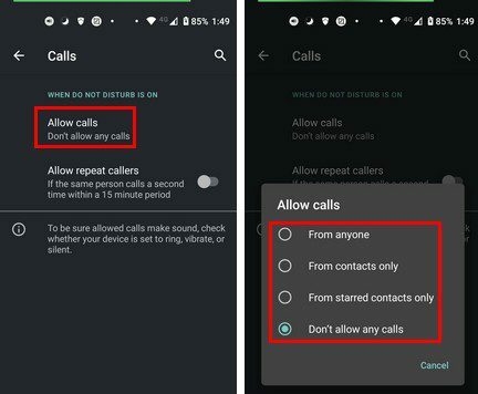 Oproepen uitschakelen Android niet storen