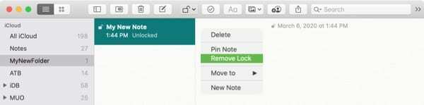 قم بإزالة Lock Notes-Mac