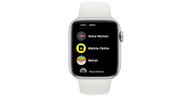 Klicken Sie zuerst auf das runde gelbe Symbol, um Walkie-Talkie auf der Apple Watch zu verwenden