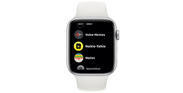 Klicka först på den runda gula ikonen för att använda Walkie-Talkie på Apple Watch