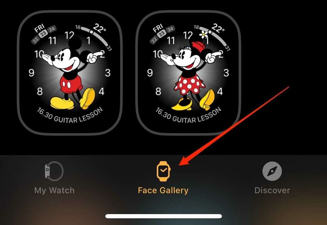 علامة تبويب معرض الوجوه في تطبيق Apple Watch iPhone