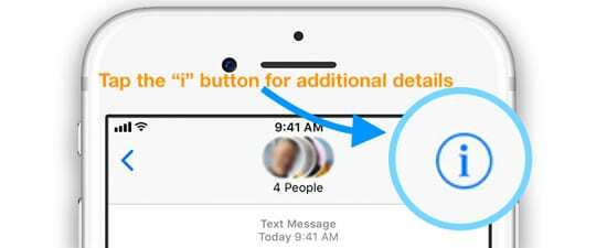 бутона " i" в Разговори на приложението за съобщения iOS 11 iPhone