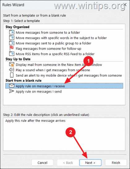  Automaattisen vastaussäännön määrittäminen Outlookissa (POP3IMAP)