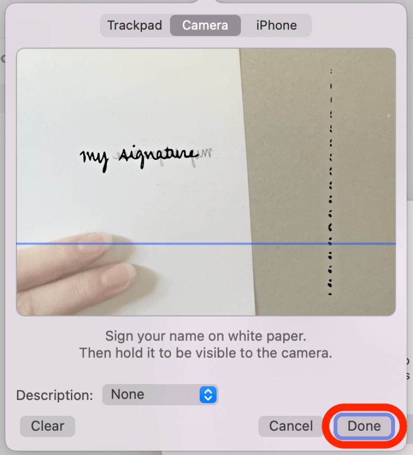 Коли Mac захопить підпис, натисніть «Готово».