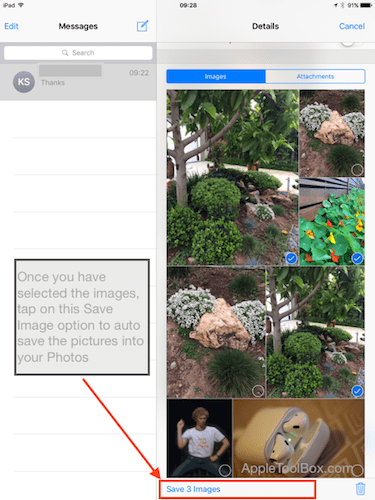 iMessage 이미지를 사진으로 전송하는 방법