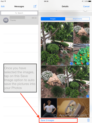 Como transferir imagens do iMessage para fotos