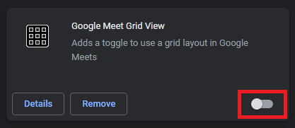 Avage Google Meet Grid View ja seejärel lülitage sisse