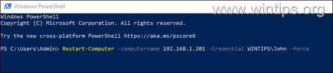 Como reiniciar o PC remoto do powershell