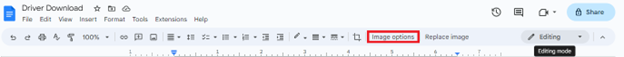 Google Doc में Image विकल्प की जाँच करें