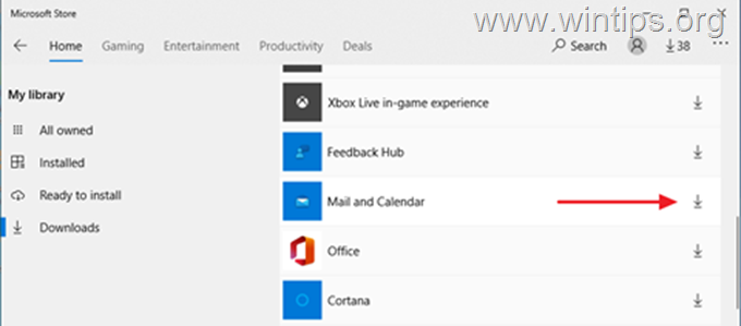 อัปเดตแอป Mail-Calendar -Microsoft Store