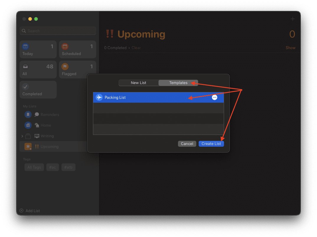 So verwenden Sie Vorlagen in Reminders auf dem Mac - 2