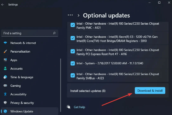 Seleccione Actualizaciones de controladores - Descargar e instalar