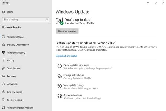 Restaurar controladores de sonido con Windows Update