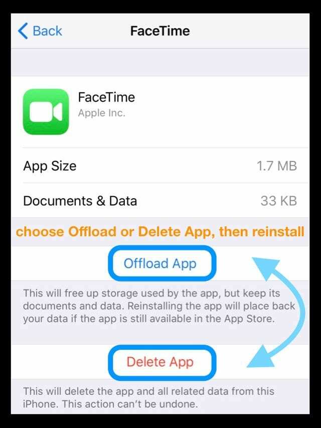 Odciąż lub usuń aplikację FaceTime na iPhonie