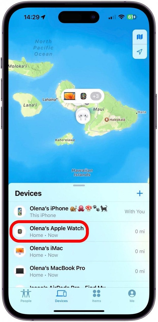 Виберіть втрачений Apple Watch.