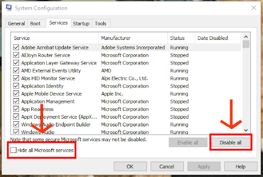 verberg alle Microsoft diensten
