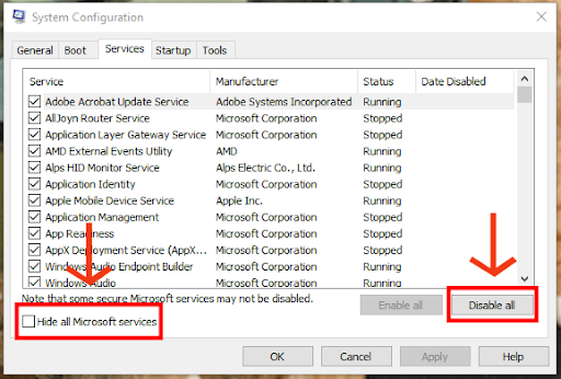 paslėpti visas „Microsoft“ paslaugas