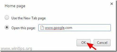 Changer la page d'onglet - chrome