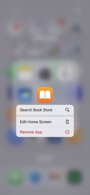 لقطة شاشة توضح كيفية إزالة تطبيق iPhone