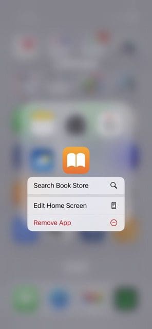 Captura de pantalla que muestra cómo eliminar una aplicación de iPhone