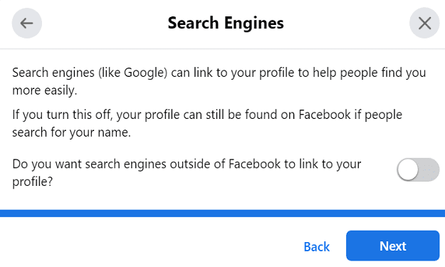 „Facebook“ paieškos variklio nuoroda į profilį