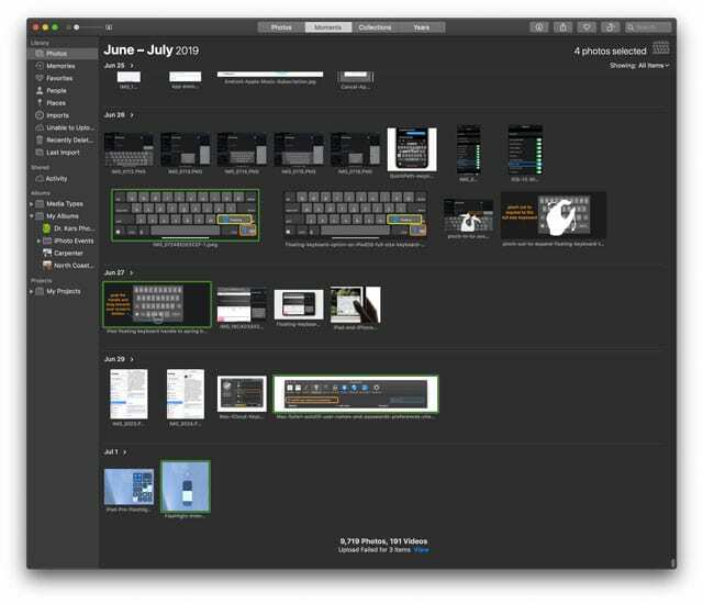 selecione fotos não consecutivas de iCloud.com no Mac usando a tecla de comando