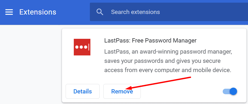 eliminați extensia browser Lastpass