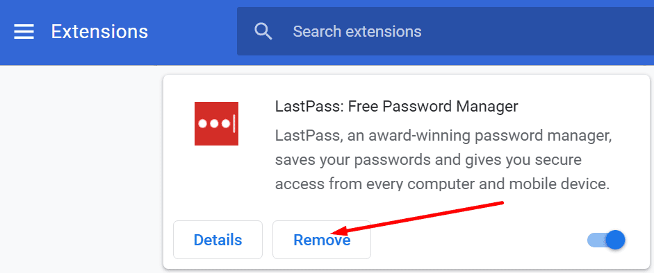 supprimer l'extension de navigateur lastpass