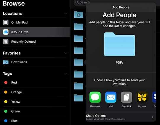 आईक्लाउड फोल्डर शेयरिंग - आईओएस 13.4