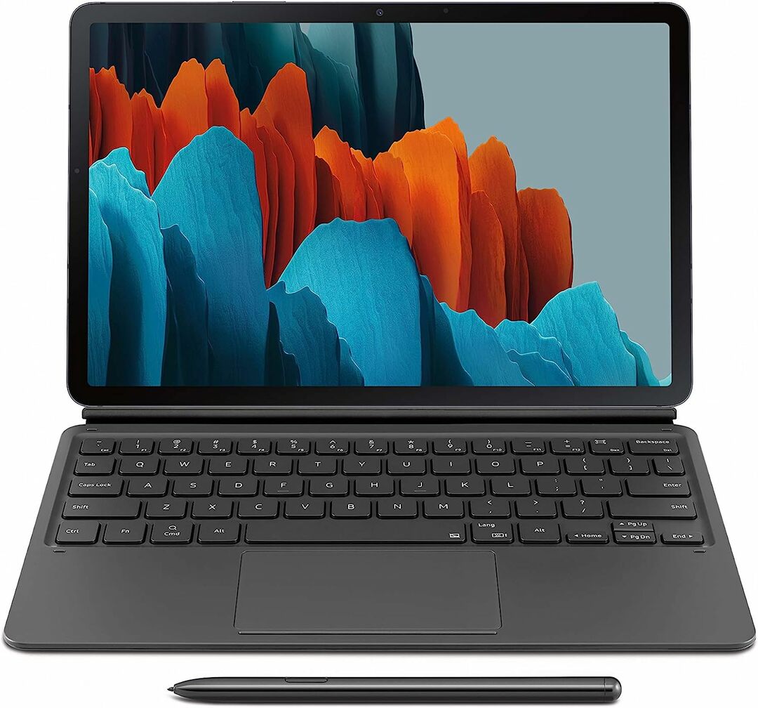 El teclado Book Cover convierte el Galaxy Tab S7 en una computadora portátil más productiva.