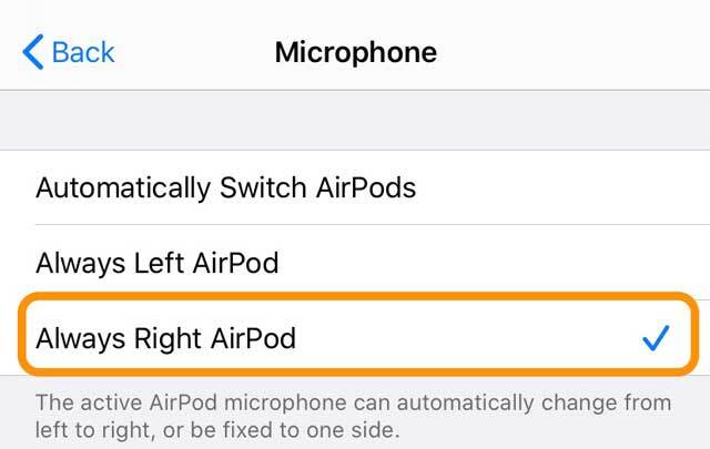 mikrofoninnstillinger for AirPods