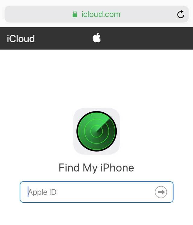 Az icloud.com iPhone, iPad vagy iPod készüléken csak az iPhone keresése oldalt jeleníti meg