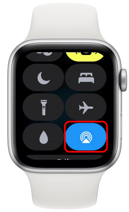 Blått og hvitt trekantringikon på Apple Watch